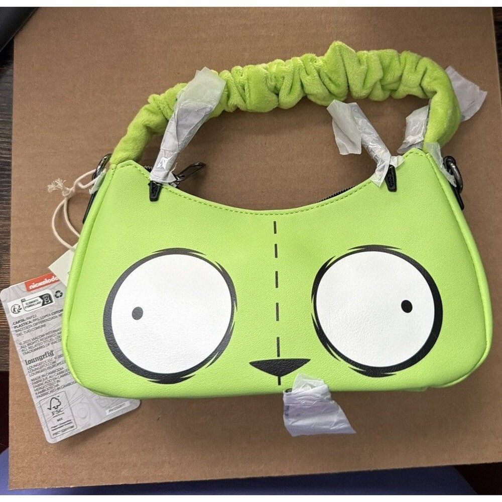 Nickelodeon Invader Zim GIR Loungefly Crossbody Bag Scrunch  Fuzzy Handle